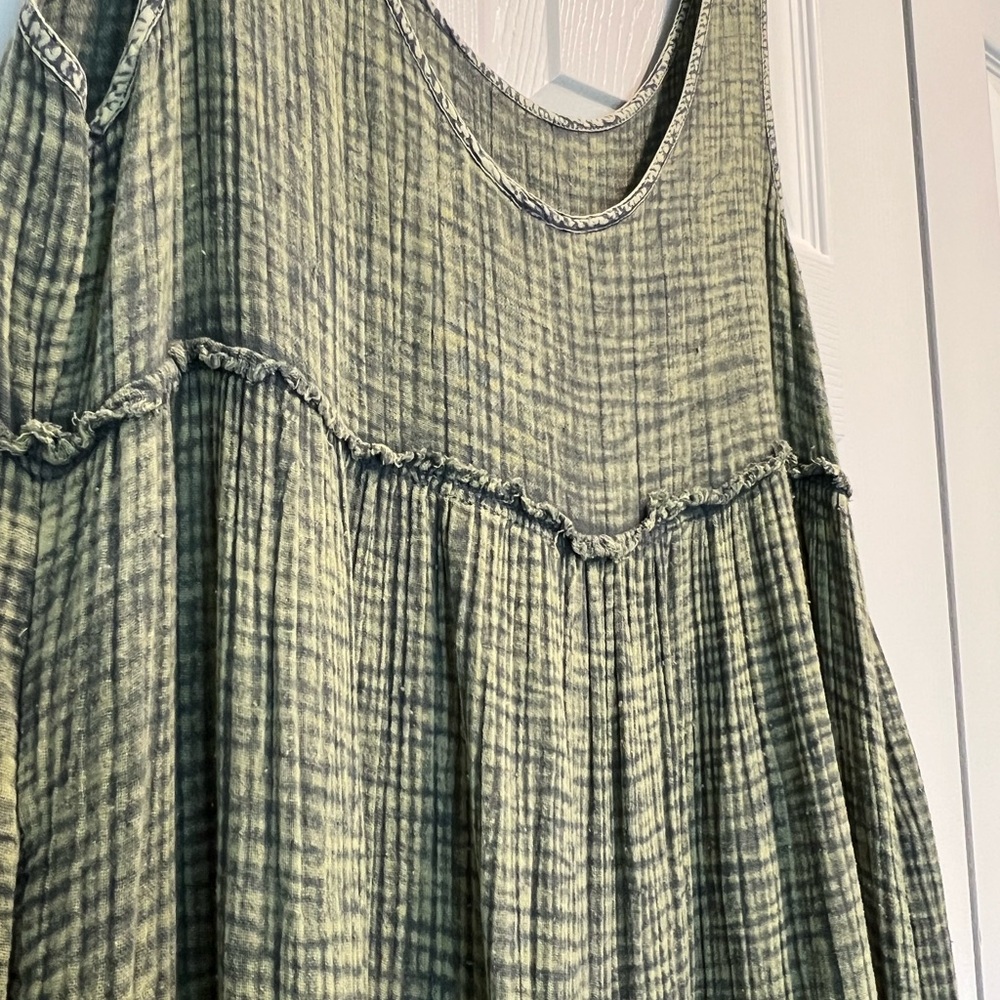Free People Green Sleeveless Button Dress - Picture 4 of 6